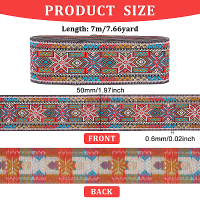 Ethnic Style Embroidery Polyester Ribbons OCOR-WH0079-40B-1