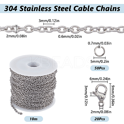 304 Stainless Steel Cable Chains Necklace Making Kits FIND-SC0012-52P-1