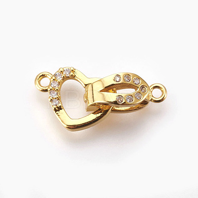 Brass Micro Pave Cubic Zirconia Fold Over Clasps KK-P164-09-1