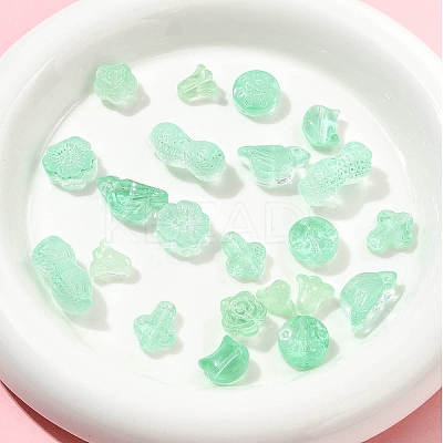 120Pcs 8 Styles Spray Painted Transparent Glass Beads GLAA-FS0002-22-1