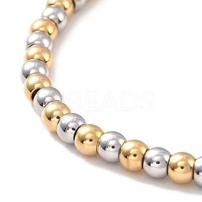 PVD Vacuum Plating 201 Stainless Steel Round Beaded Bracelet for Women STAS-D179-03GP-02-1