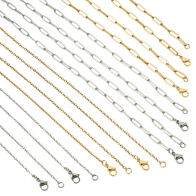 16Pcs 4 Style 304 Stainless Steel Chain Necklaces NJEW-TAC0026-1