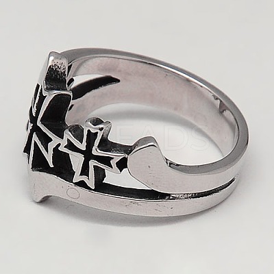 Personalized Retro 304 Stainless Steel Cross Rings for Men RJEW-F006-116-1