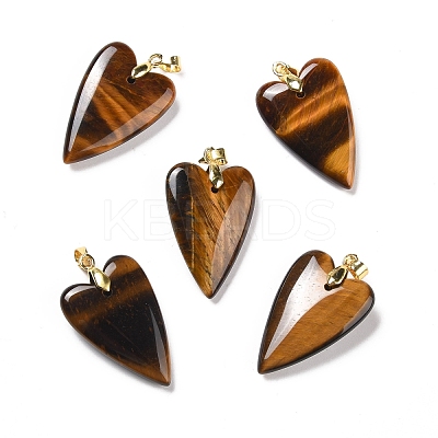 Natural Tiger Eye Pendants G-E570-01G-07-1
