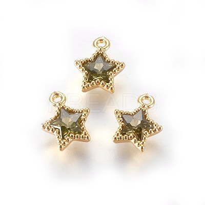Golden Tone Brass Micro Pave Cubic Zirconia Charms ZIRC-L075-13-1
