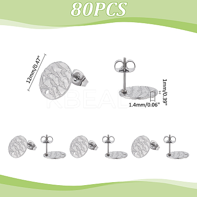80Pcs 304 Stainless Steel Stud Earring Findings STAS-ME0001-44-1