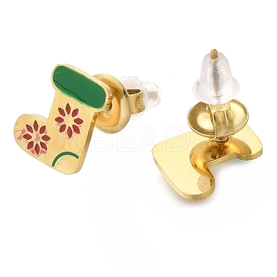 Ion Plating(IP) 304 Stainless Steel Enamel Stud Earrings EJEW-I316-03G-11-1