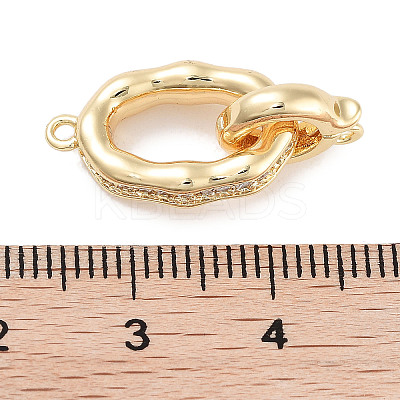 Brass Micro Pave CLear Cubic Zirconia Interlocking Clasps KK-C051-49G-1