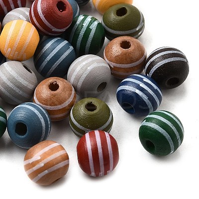 Printed Schima Wood Beads WOOD-L022-03A-02-1