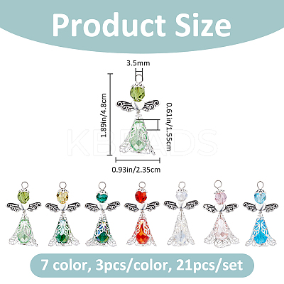 21Pcs 7 Colors Electroplate Glass Bead Pendants PALLOY-FH00162-1