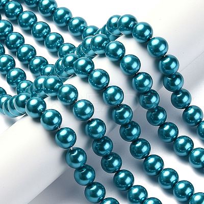 Eco-Friendly Dyed Glass Pearl Round Beads Strands HY-A002-12mm-RB073N-1
