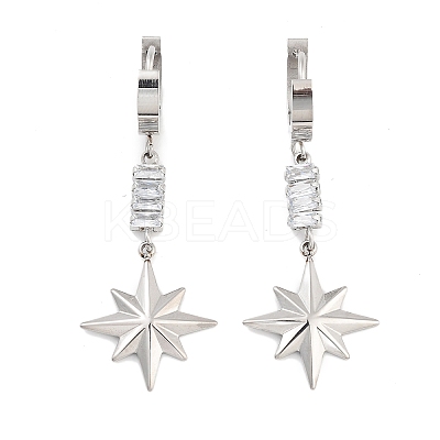 Star 304 Stainless Steel Dangle Earrings EJEW-L283-077P-1