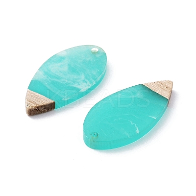 Transparent Resin & Walnut Wood Pendants RESI-XCP0002-14-1