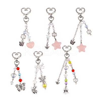 Heart Star Butterfly Acrylic Pendant Decoration HJEW-PH01943-1