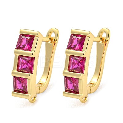 Rack Plating Brass Micro Pave Cubic Zirconia Hoop Earring Findings EJEW-C102-22G-02-1
