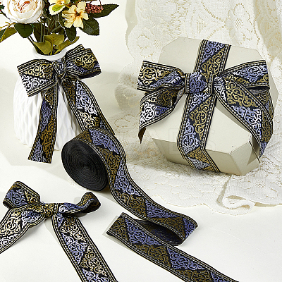 Polyester Jacquard Flower Ribbon OCOR-WH0082-266-1