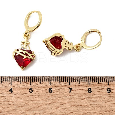 Heart Brass Brass Micro Pave Cubic Zirconia Hoop Earrings EJEW-P333-10B-G-1