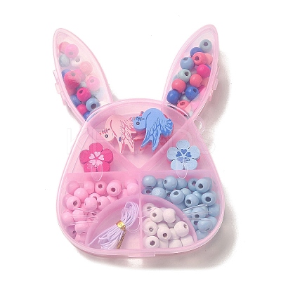 Children's Day Theme Maple Wood Jewelry Set DIY Making Kits WOOD-C006-02E-1