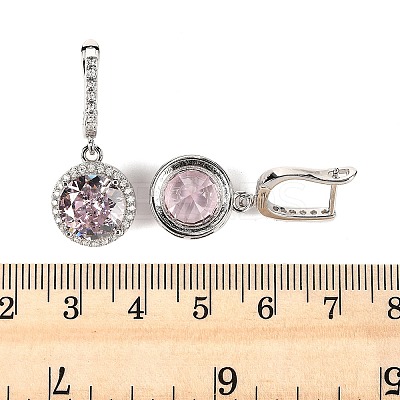 925 Sterling Silver Pave Cubic Zirconia Flat Round Hoop Earrings EJEW-C150-01C-02-1