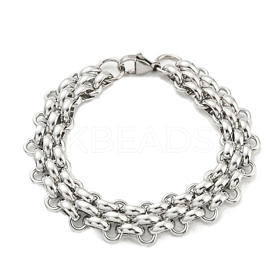Non-Tarnish 304 Stainless Steel Mesh Chain Bracelet BJEW-C042-03P-1