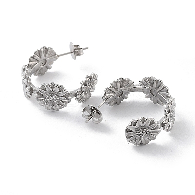 Non-Tarnish Sunflower 304 Stainless Steel Stud Earrings EJEW-P258-20P-1
