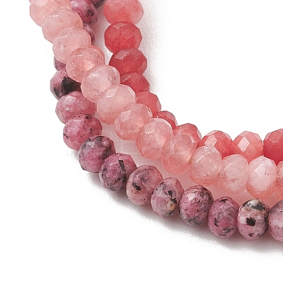 Adjustable Dyed Natural Malaysia Jade Beaded Multi-strand Bracelets for Women Men BJEW-JB13577-02-1