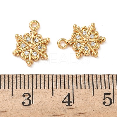 Christmas Brass Micro Pave Clear Cubic Zirconia Charms KK-B160-41G-02-1