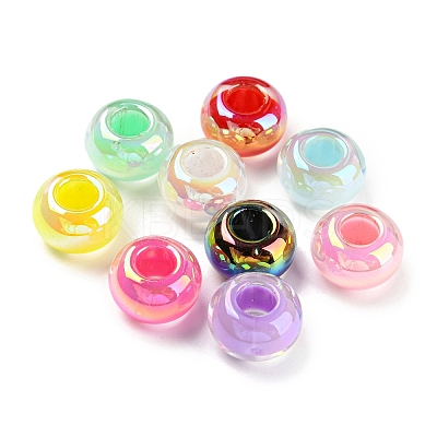 UV Plating Rainbow Iridescent Acrylic European Beads MACR-P040-10-1