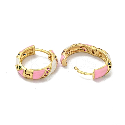 Brass Micro Pave Cubic Zirconia Hoop Earring EJEW-C088-33G-1