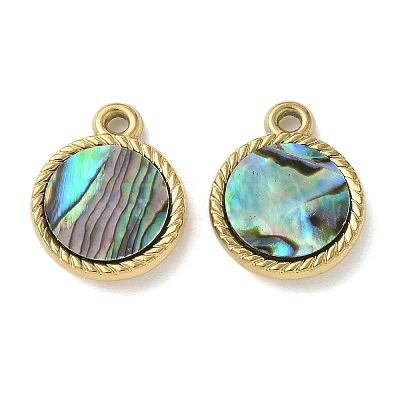 304 Stainless Steel Natural Paua Shell Pendants STAS-U037-12G-01-1