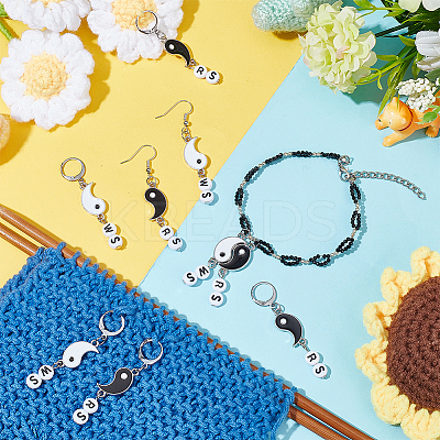 Yin Yang Alloy Enamel Pendant Locking Stitch Markers HJEW-AB00101-1