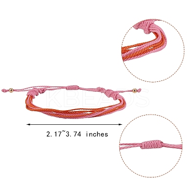 Two Tone Waxed Polyester Braided String Bracelet BJEW-SW00026-1