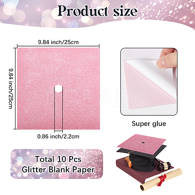 Square EVA Glitter Graduation Cap Topper Stickers DIY-WH20053-05E-1