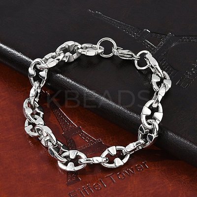 304 Stainless Steel Oval Link Chain Bracelets for Women Men BJEW-F488-48C-P-1