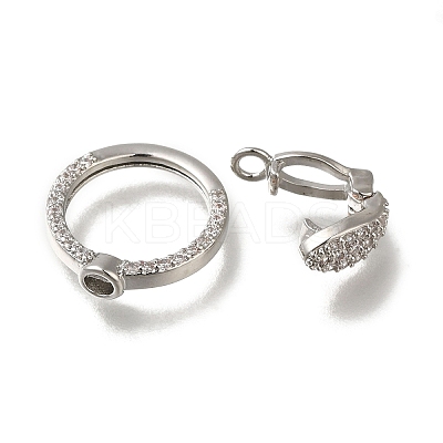 Brass Micro Pave Clear Cubic Zirconia Fold Over Clasps KK-H480-28P-1