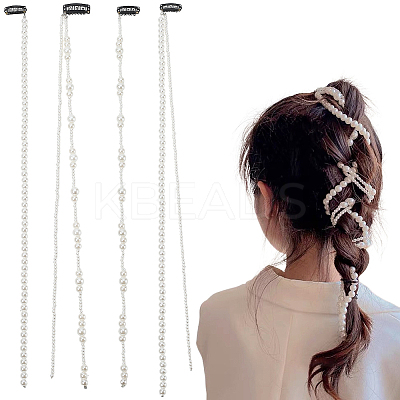 4Pcs 4 Styles Plastic Pearl with Iron Hair Clips OHAR-GF0001-36-1