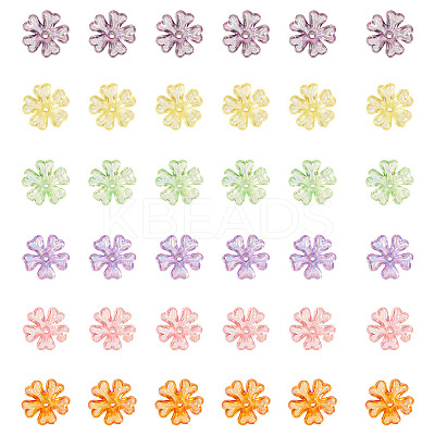 240Pcs 6 Colors Transparent UV Plating Acrylic Bead Caps OACR-TA0002-95-1