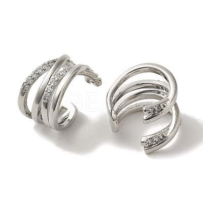 Rack Plating Brass Micro Pave Cubic Zirconia Hoop Earrings EJEW-R162-39P-1