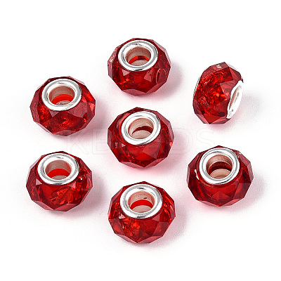 Transparent Resin Rondelle European Beads RESI-N044-01G-1