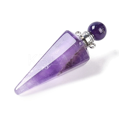 Natural Amethyst Faceted Cone Openable Perfume Bottle Big Pendants G-L524-18P-10-1