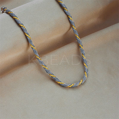 4MM 304 Stainless Steel Rope Chain Necklaces NJEW-Z095-01GP-02-1