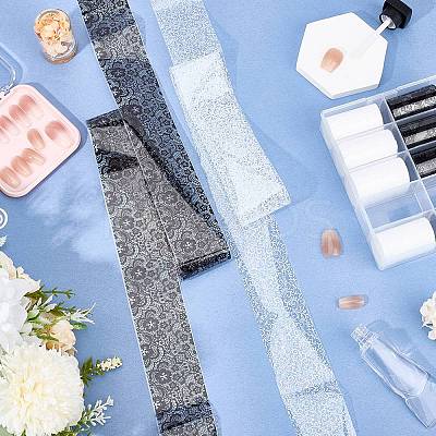 10 Rolls PET Lace Flower Nail Foils Floral Transfer Paper STIC-WH20010-16B-1
