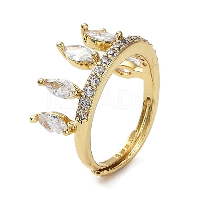Cubic Zirconia Crown Adjustable Rings RJEW-Q777-10G-03-1