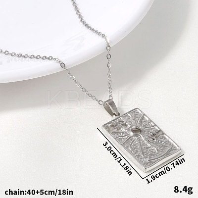 304 Stainless Steel Rectangle with Sun Pendant Necklaces for Women WGF8365-01-1