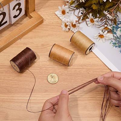 3 Roll 3 Colors Flat Waxed Polyester Thread String YC-CL0001-01A-1