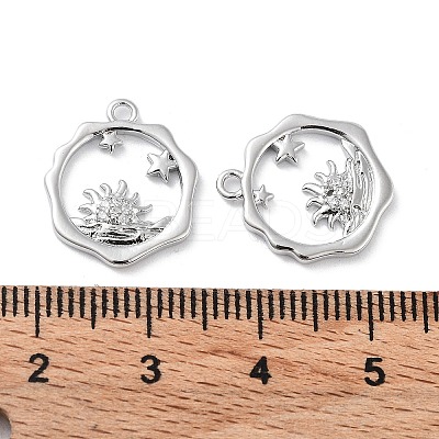 Brass Micro Pave Clear Cubic Zirconia Pendants KK-F871-38P-1
