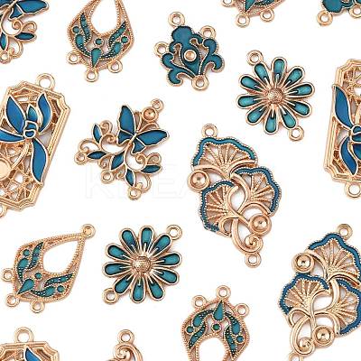 36Pcs 6 Styles Alloy Enamel Connector Charms FIND-FS0004-46C-1
