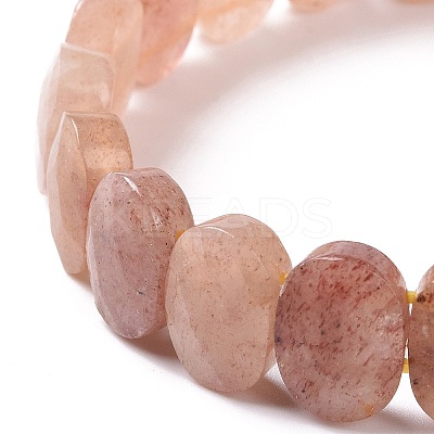 Natural Strawberry Quartz Oval Beaded Stretch Bracelet G-E010-01M-1