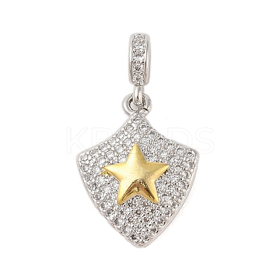 Rack Plating Brass Micro Pave Clear Cubic Zirconia Pendants KK-S380-37A-P-1