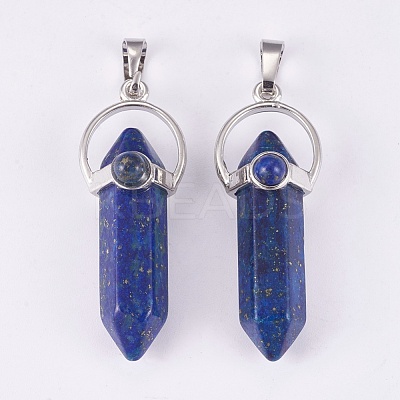 Natural Lapis Lazuli Double Terminated Pointed Pendants G-P373-B02-1